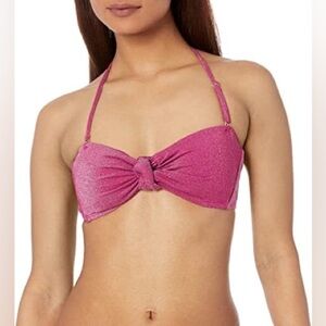 BCBGENERATION Magenta Berry Stardust Metallic Bandeau Bikini Top & B NWT 142.00